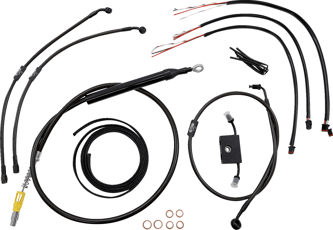 LA CHOPPERS 0662-0881 Complete Midnight Braided Cable Kit - Quick Connect - 18"-20" Handlebars - ABS - '18-'24 Softail