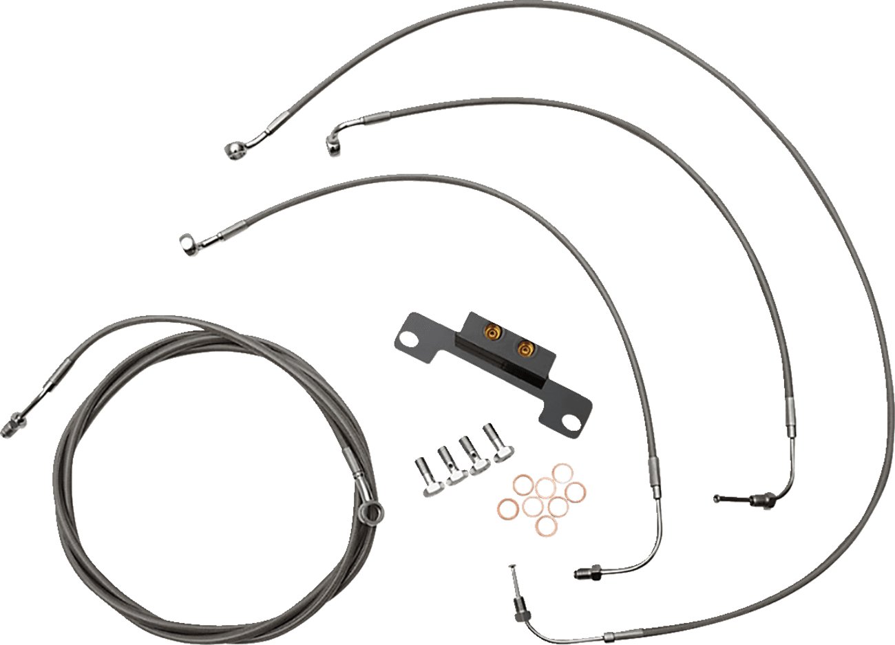 LA CHOPPERS 0662-0882 Standard Stainless Braided Handlebar Cable/Brake Line Kit - Stock Ape Hangers - '21-'22 FLH