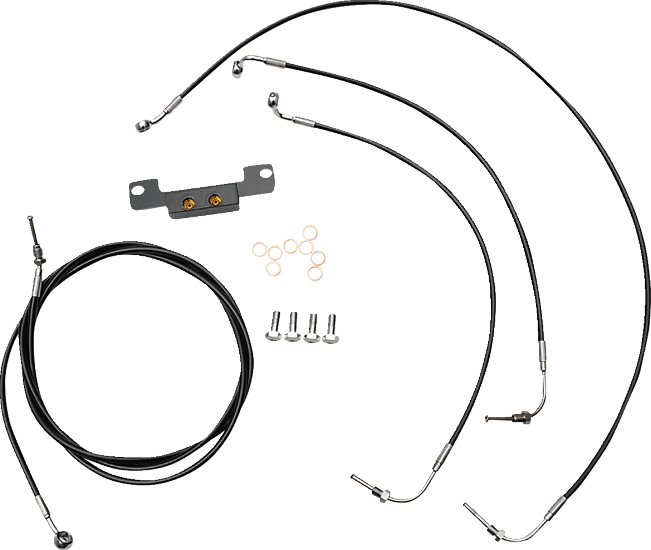 LA CHOPPERS 0662-0883 Standard Black Vinyl Handlebar Cable/Brake Line Kit - Stock Ape Hangers - '21-'22 FLH