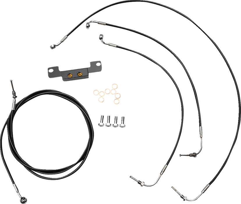 LA CHOPPERS 0662-0883 Standard Black Vinyl Handlebar Cable/Brake Line Kit - Stock Ape Hangers - '21-'22 FLH