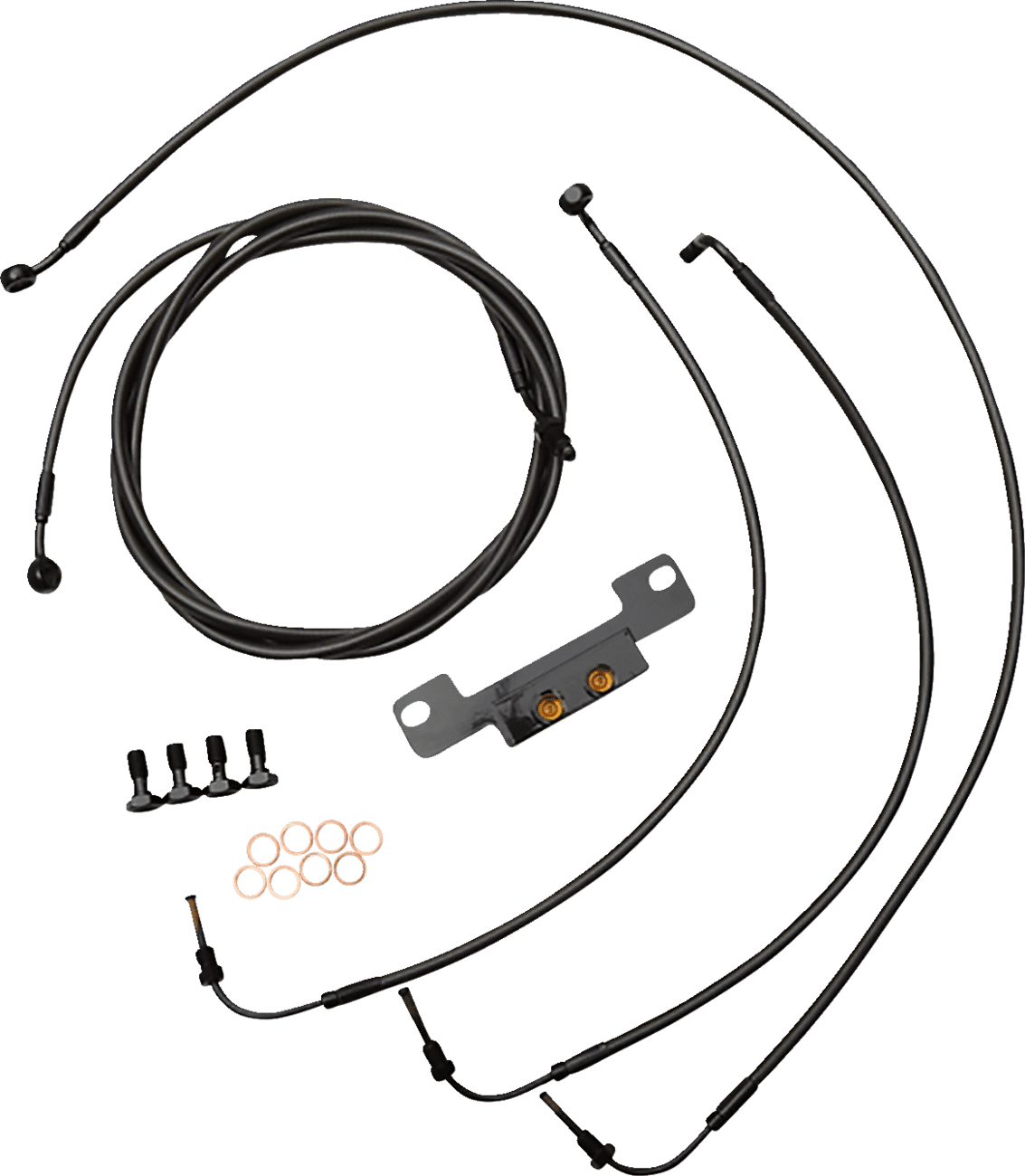 LA CHOPPERS 0662-0884 Standard Midnight Braided Handlebar Cable/Brake Line Kit - Stock Ape Hangers - '21-'22 FLH