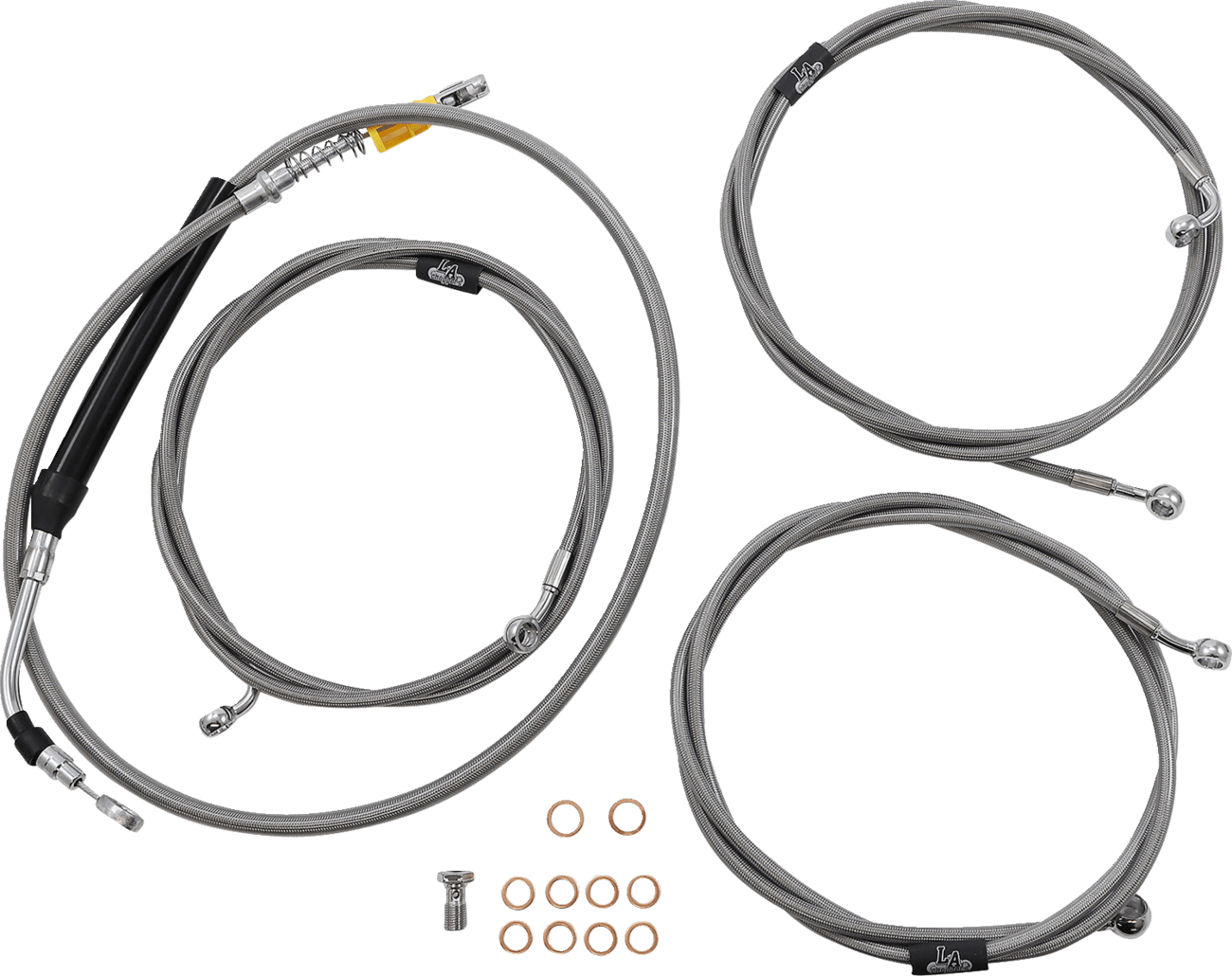 LA CHOPPERS 0662-0885 Standard Stainless Braided Handlebar Cable/Brake Line Kit - 12"-14" Ape Hangers - '21-'22 FLH
