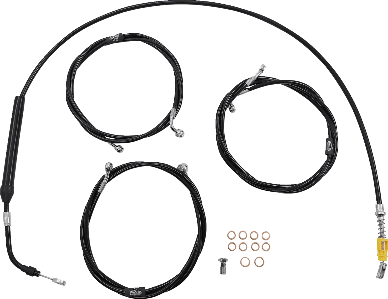LA CHOPPERS 0662-0886 Standard Black Vinyl Handlebar Cable/Brake Line Kit - 12"-14" Ape Hangers - '21-'22 FLH
