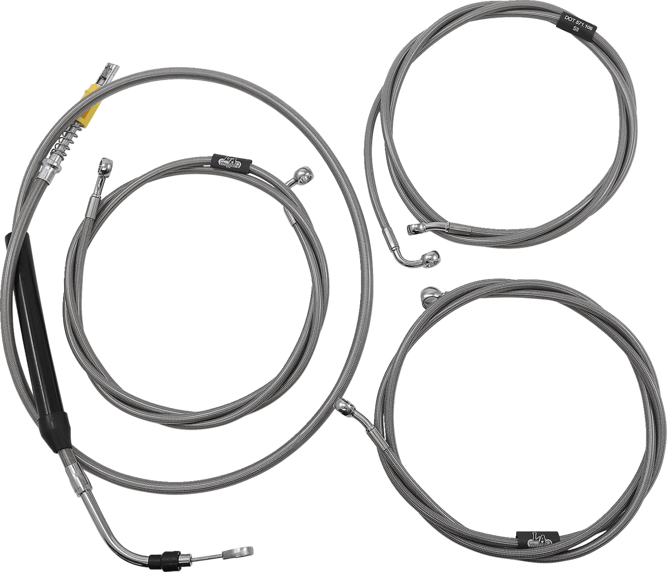 LA CHOPPERS 0662-0888 Standard Stainless Braided Handlebar Cable/Brake Line Kit - 15"-17" Ape Hangers - '21-'22 FLH