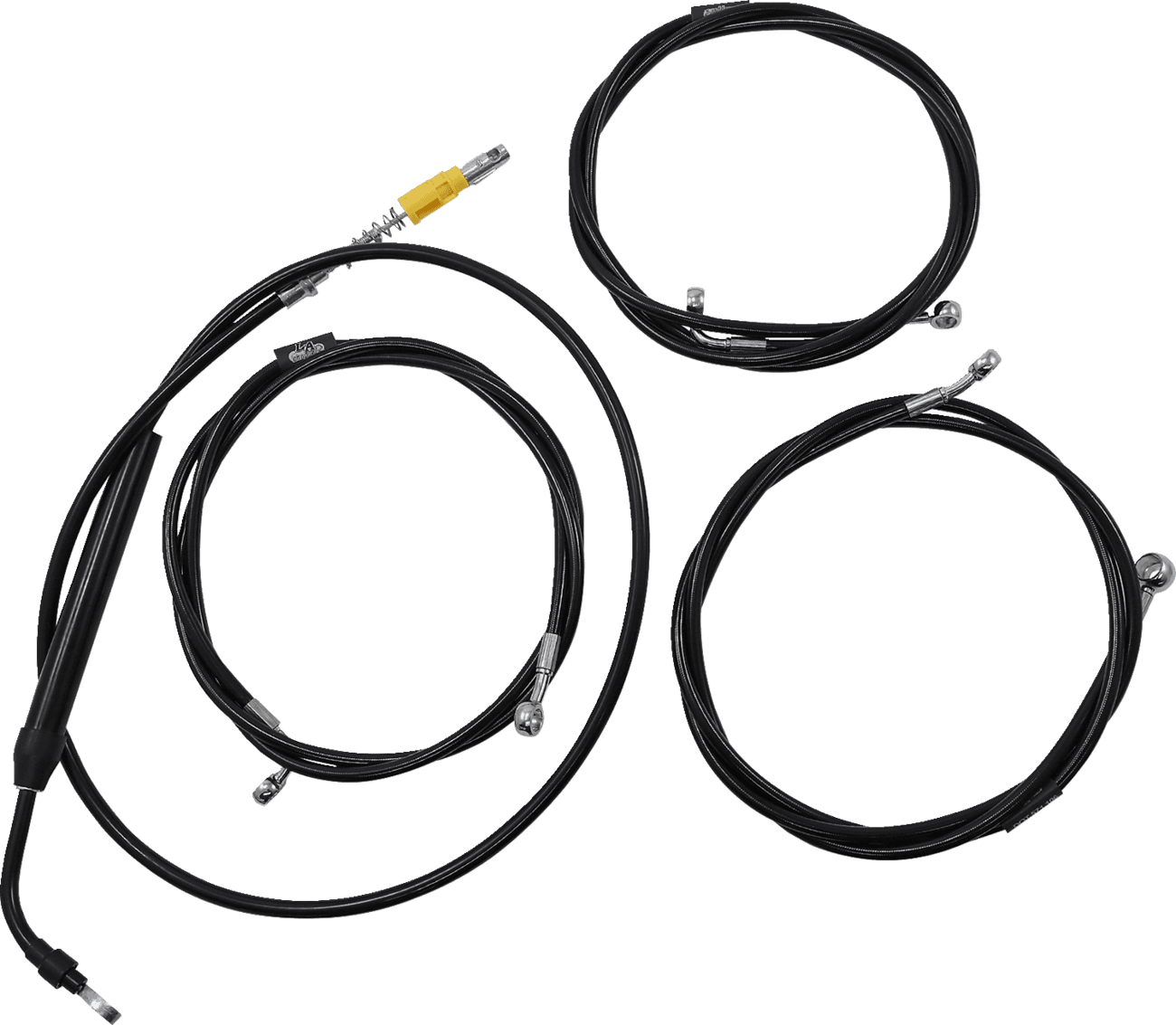 LA CHOPPERS 0662-0889 Standard Black Vinyl Handlebar Cable/Brake Line Kit - 15"-17" Ape Hangers - '21-'22 FLH