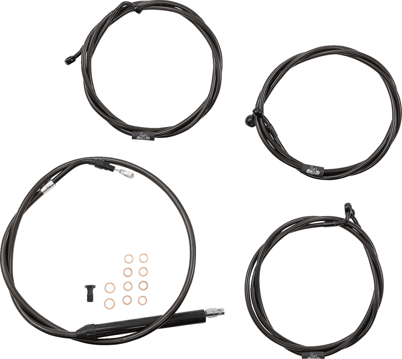 LA CHOPPERS 0662-0890 Standard Midnight Braided Handlebar Cable/Brake Line Kit - 15"-17" Ape Hangers - '21-'22 FLH