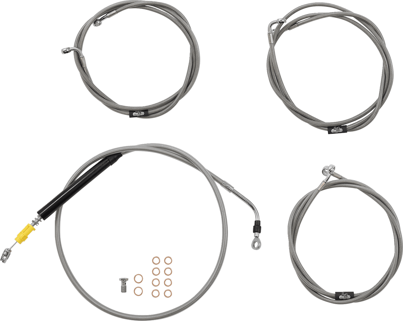 LA CHOPPERS 0662-0891 Standard Stainless Braided Handlebar Cable/Brake Line Kit - 18"-20" Ape Hangers - '21-'22 FLH