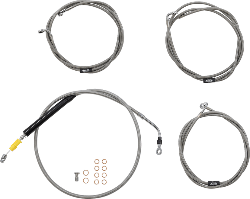 LA CHOPPERS 0662-0891 Standard Stainless Braided Handlebar Cable/Brake Line Kit - 18"-20" Ape Hangers - '21-'22 FLH