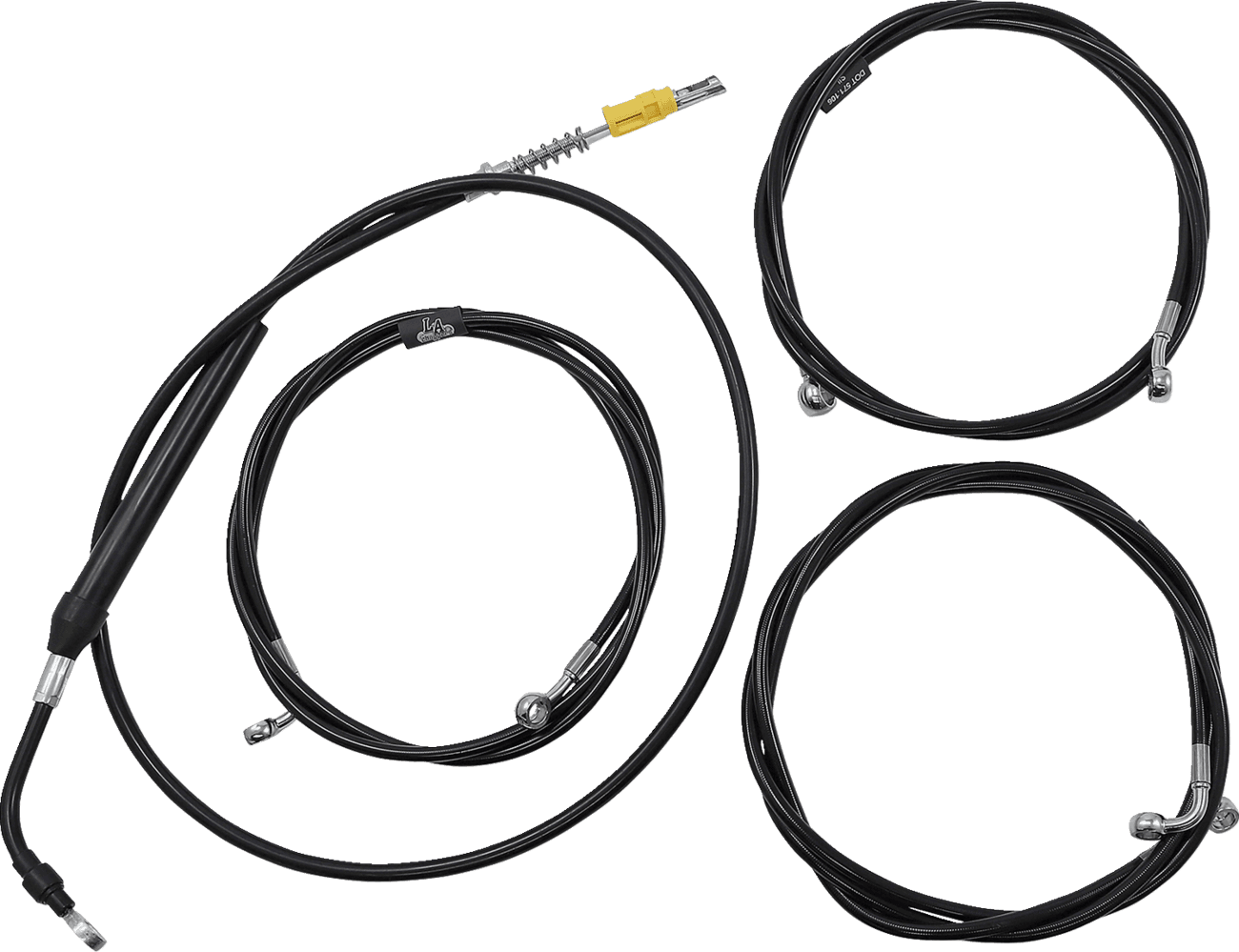 LA CHOPPERS 0662-0892 Standard Black Vinyl Handlebar Cable/Brake Line Kit - 18"-20" Ape Hangers - '21-'22 FLH