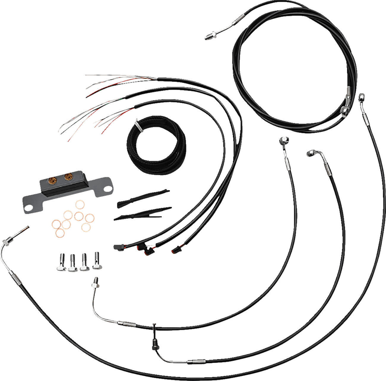 LA CHOPPERS 0662-0895 Complete Black Vinyl Braided Handlebar Cable/Brake Line Kit - Stock Handlebars - '21-'22 FLH