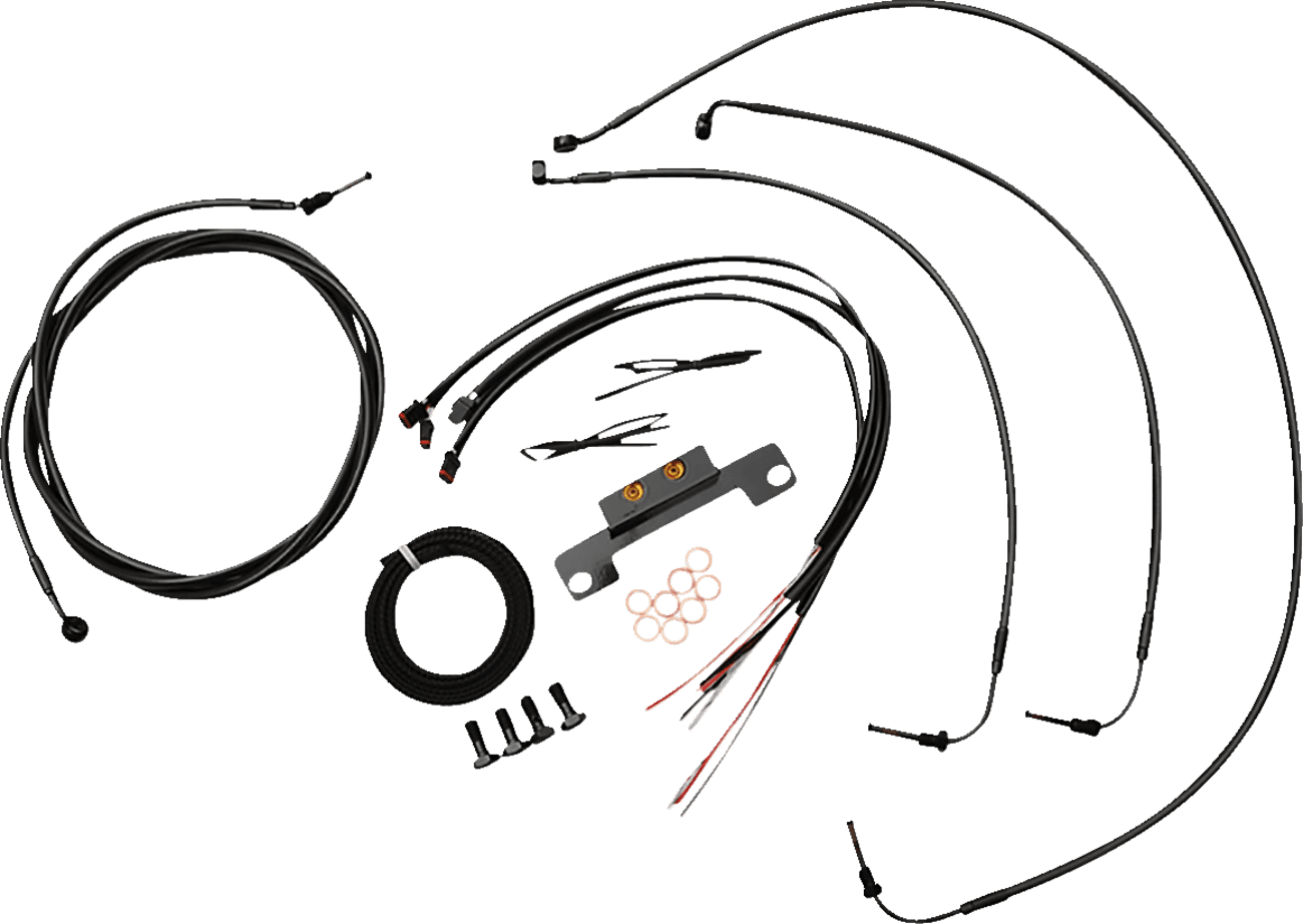 LA CHOPPERS 0662-0896 Complete Midnight Braided Cable Kit - Stock Handlebars - ABS - '21-'22 Touring