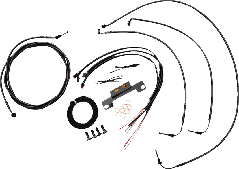 LA CHOPPERS 0662-0896 Complete Midnight Braided Cable Kit - Stock Handlebars - ABS - '21-'22 Touring