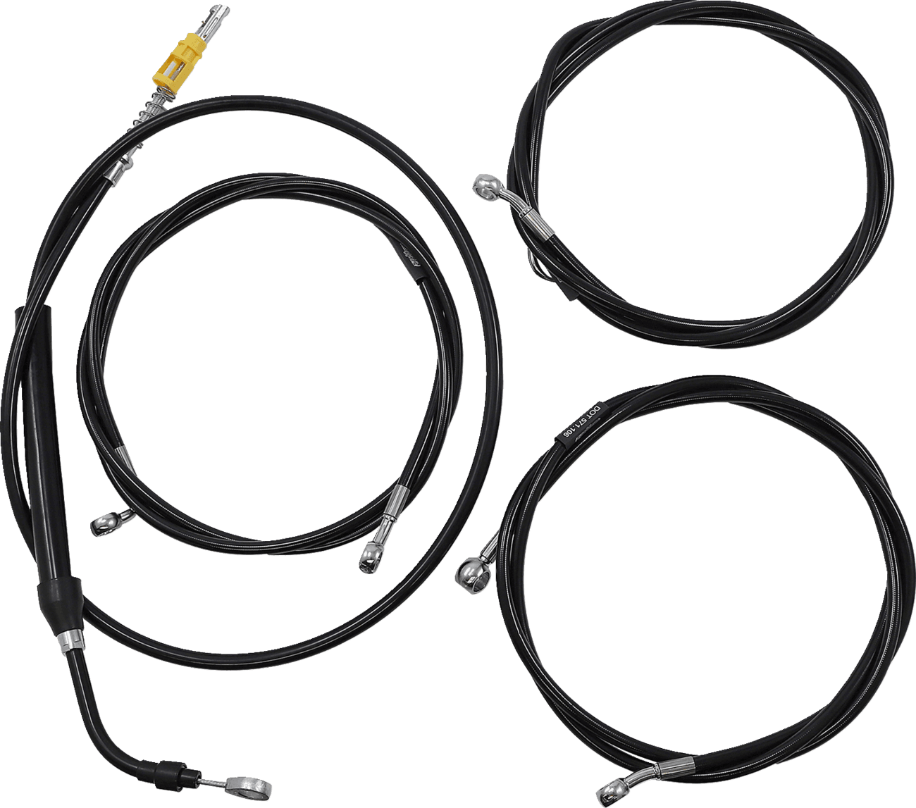 LA CHOPPERS 0662-0898 Complete Black Vinyl Braided Handlebar Cable/Brake Line Kit - 12"-14" Handlebars - '21-'22 FLH