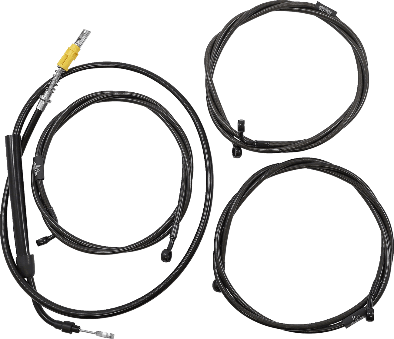 LA CHOPPERS 0662-0899 Complete Midnight Braided Cable Kit - 12"-14" Handlebars - ABS - '21-'22 Touring