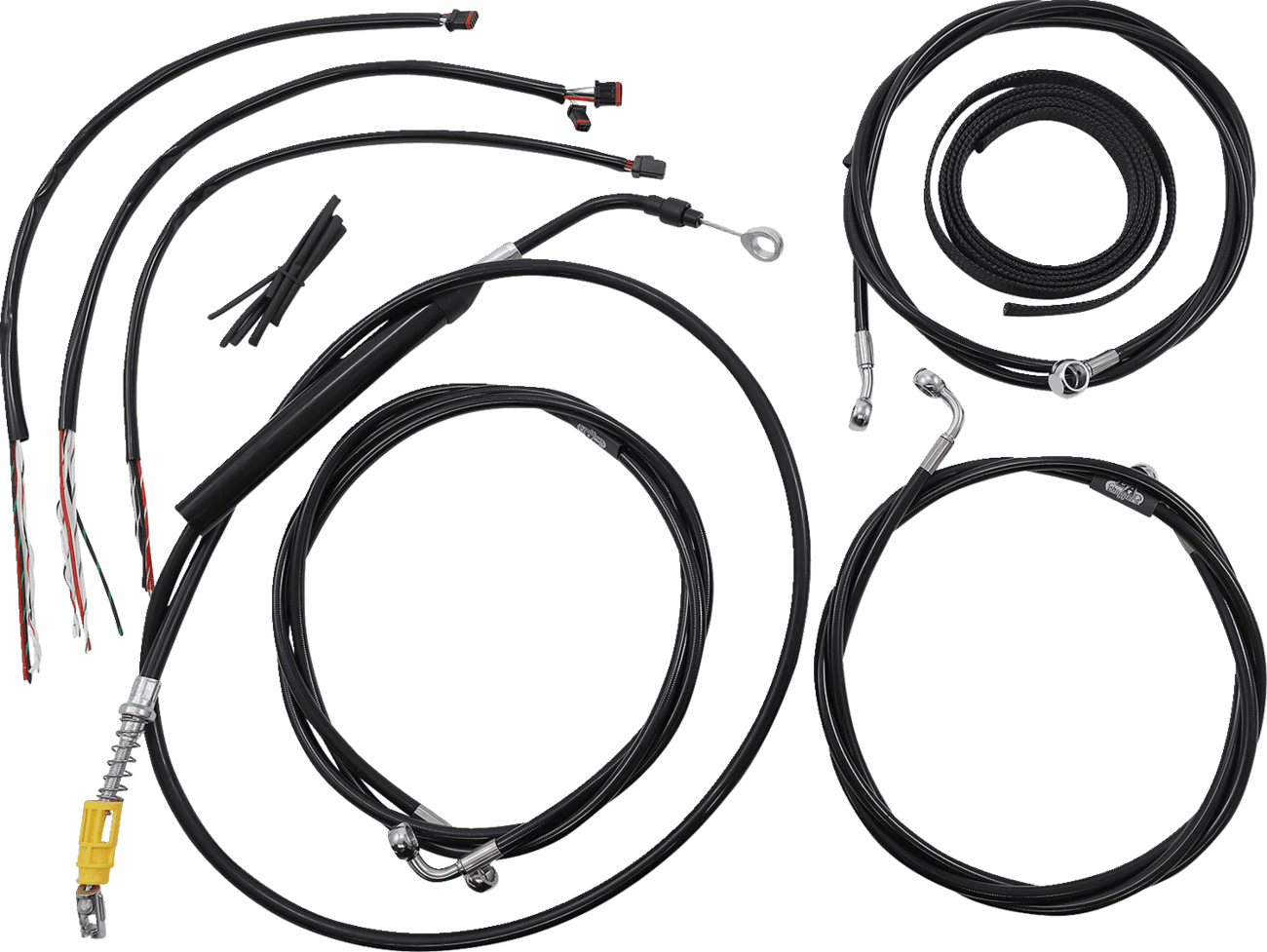 LA CHOPPERS 0662-0901 Complete Black Vinyl Braided Handlebar Cable/Brake Line Kit - 15"-17" Handlebars - '21-'22 FLH