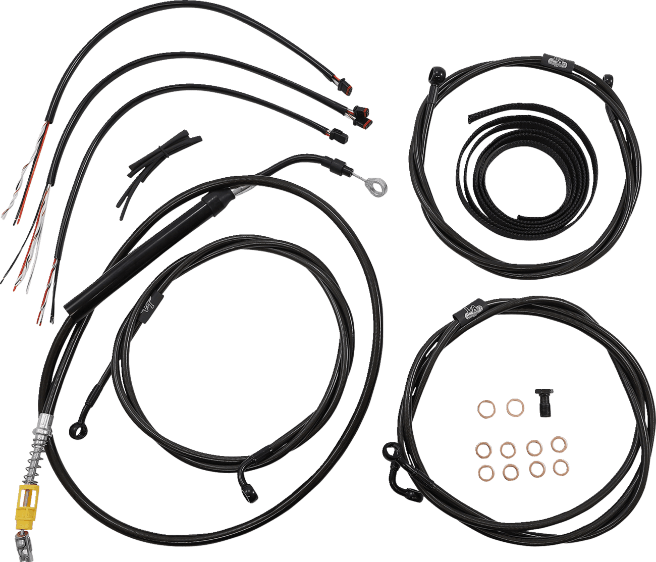 LA CHOPPERS 0662-0902 Complete Midnight Braided Cable Kit - 15"-17" Handlebars - ABS - '21-'22 Touring