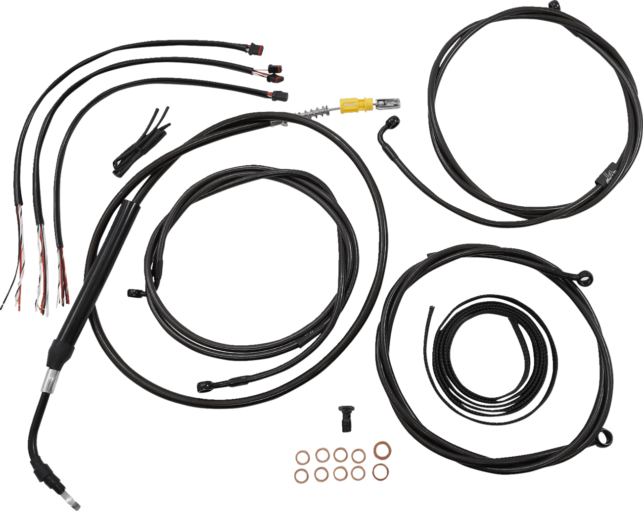 LA CHOPPERS 0662-0905 Complete Midnight Braided Cable Kit - 18"-20" Handlebars - ABS - '21-'22 Touring