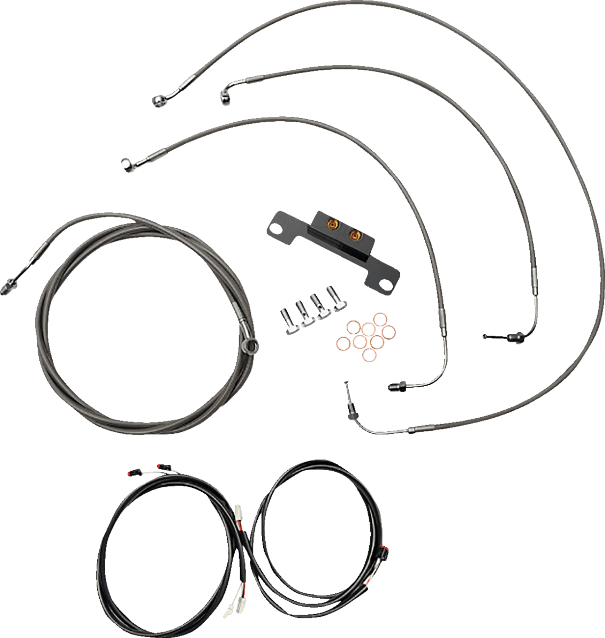 LA CHOPPERS 0662-0906 Complete Plug-and-Play Cable Kit - Stock Handlebars - '21-'22 FLH - ABS - Stainless