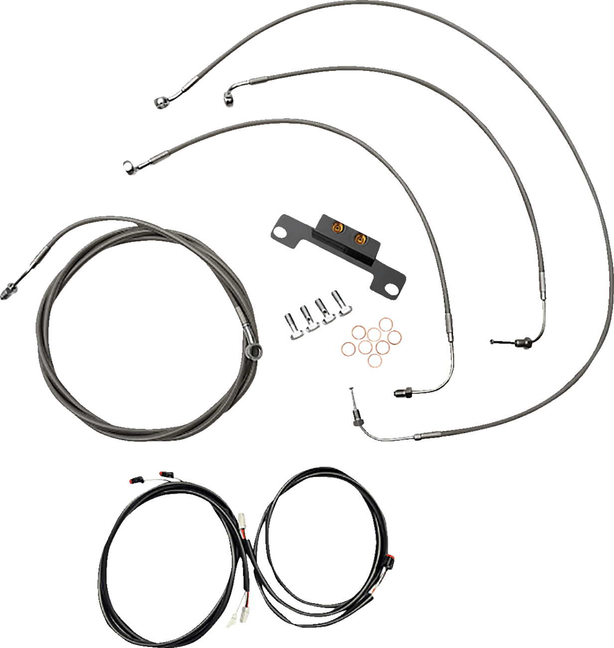 LA CHOPPERS 0662-0906 Complete Plug-and-Play Cable Kit - Stock Handlebars - '21-'22 FLH - ABS - Stainless