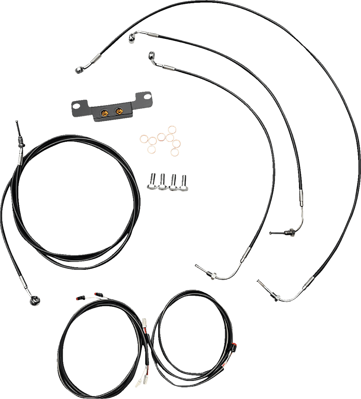 LA CHOPPERS 0662-0907 Complete Plug-and-Play Cable Kit - Stock Handlebars - '21-'22 FLH - ABS - Black