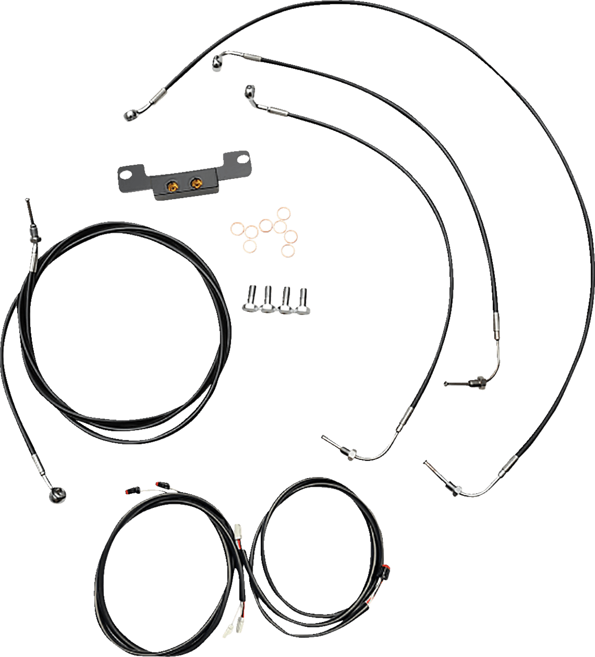 LA CHOPPERS 0662-0907 Complete Plug-and-Play Cable Kit - Stock Handlebars - '21-'22 FLH - ABS - Black