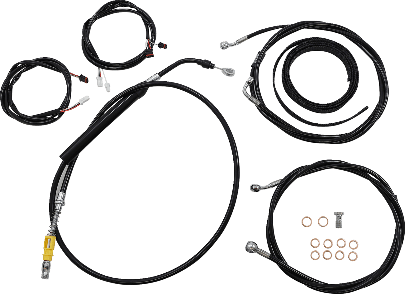 LA CHOPPERS 0662-0910 Complete Plug-and-Play Cable Kit - 12" - 14" Handlebars - '21-'22 FLH - ABS - Black
