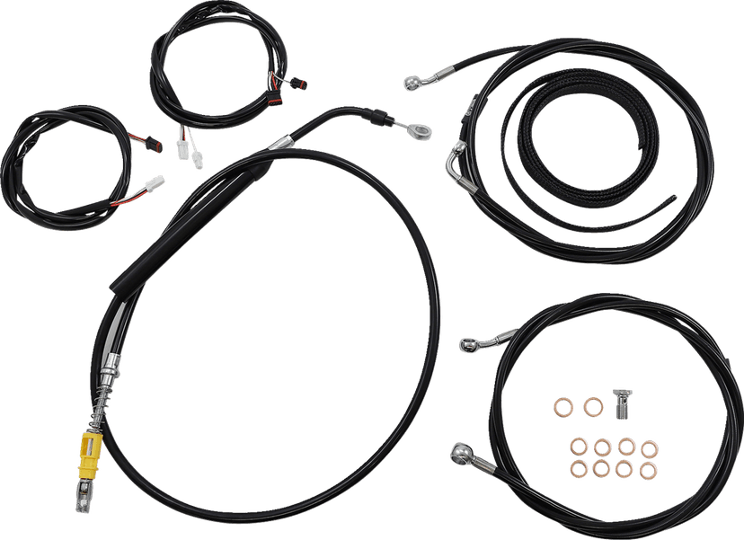 LA CHOPPERS 0662-0910 Complete Plug-and-Play Cable Kit - 12" - 14" Handlebars - '21-'22 FLH - ABS - Black