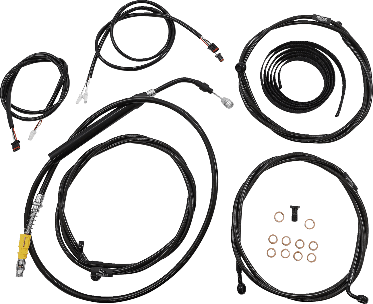 LA CHOPPERS 0662-0911 Complete Plug-and-Play Cable Kit - 12" - 14" Handlebars - '21-'22 FLH - ABS - Midnight
