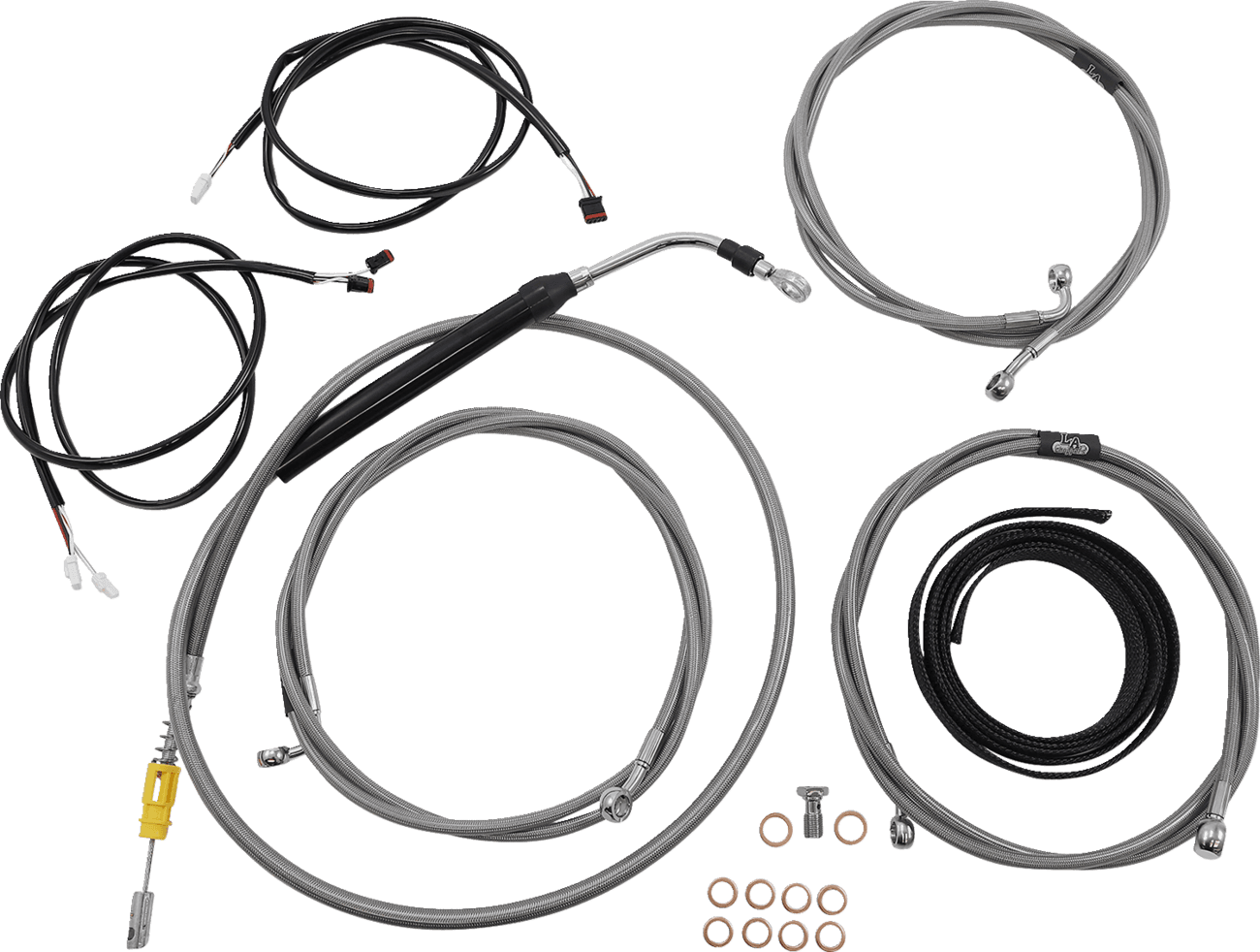 LA CHOPPERS 0662-0912 Complete Plug-and-Play Cable Kit - 15" - 17" Handlebars - '21-'22 FLH - ABS - Stainless