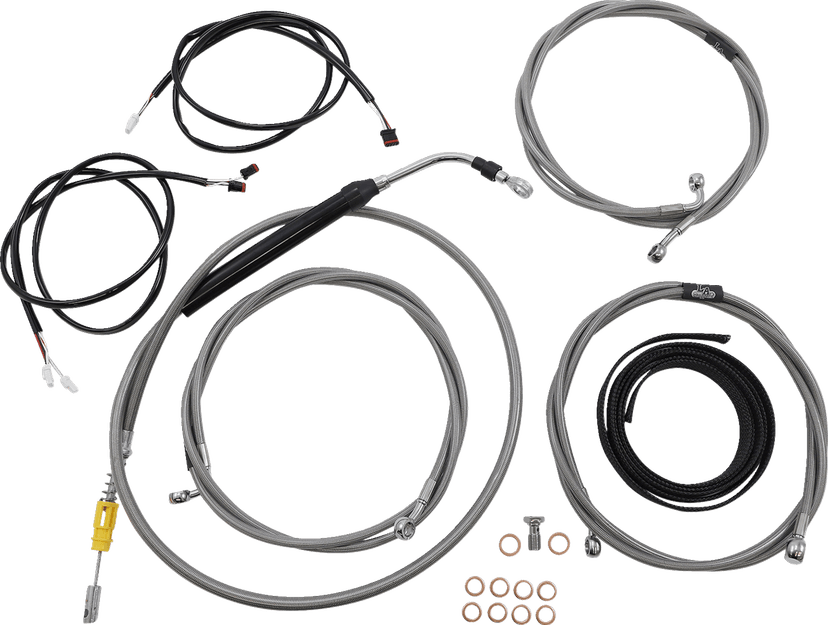 LA CHOPPERS 0662-0912 Complete Plug-and-Play Cable Kit - 15" - 17" Handlebars - '21-'22 FLH - ABS - Stainless