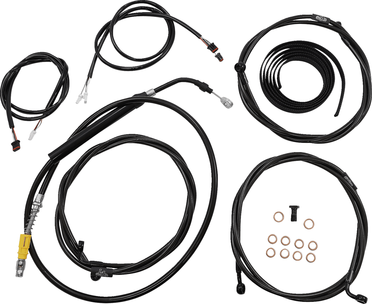 LA CHOPPERS 0662-0913 Complete Plug-and-Play Cable Kit - 15" - 17" Handlebars - '21-'22 FLH - ABS - Black