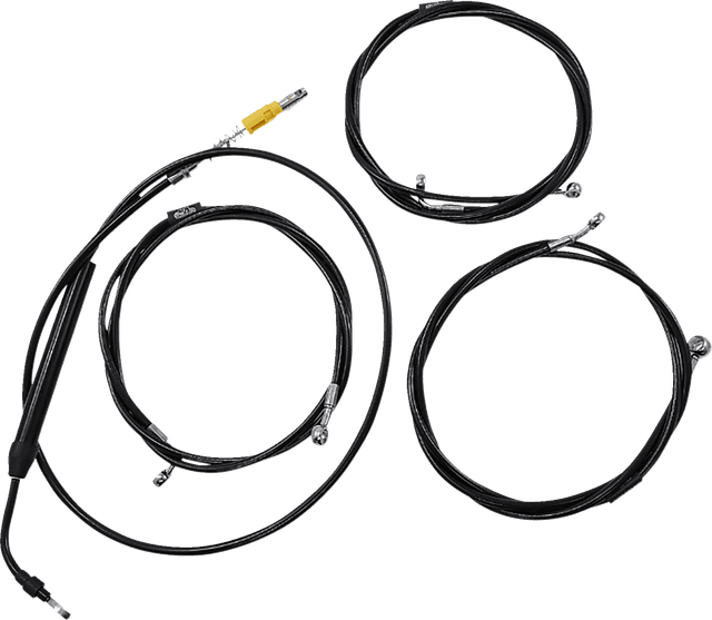 LA CHOPPERS 0662-1095 Standard Midnight Braided Handlebar Cable/Brake Line Kit - Stock Ape Hangers - '21-'22 Touring
