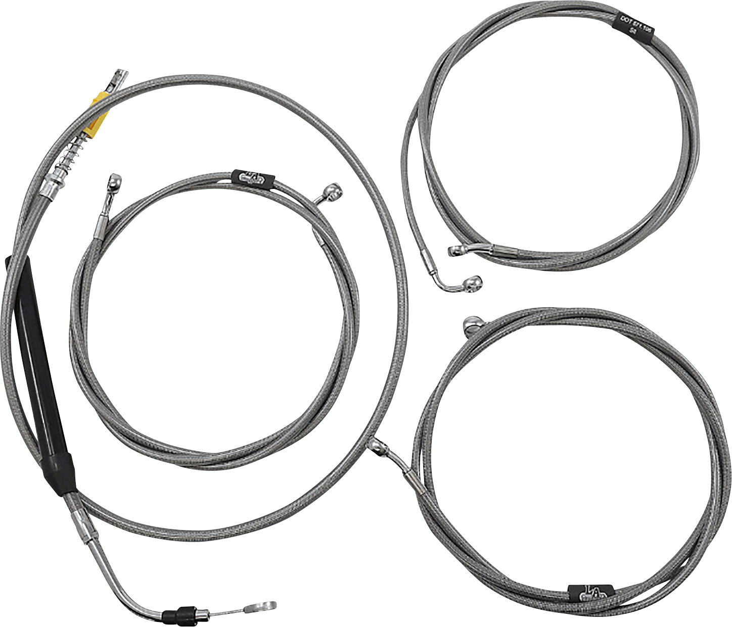 LA CHOPPERS 0662-1099 Standard Stainless Braided Handlebar Cable/Brake Line Kit - 15"-17" Ape Hangers - '21-'22 Touring