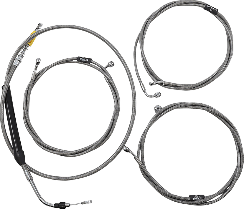 LA CHOPPERS 0662-1102 Standard Stainless Braided Handlebar Cable/Brake Line Kit - 18"-20" Ape Hangers - '21-'22 Touring