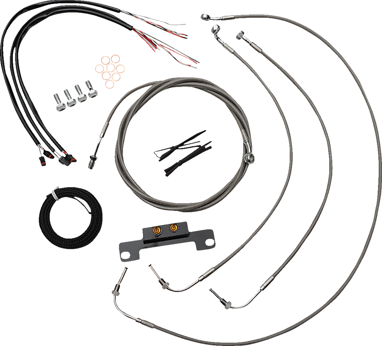 LA CHOPPERS 0662-1105 Complete Stainless Braided Handlebar Cable/Brake Line Kit - Stock Bars - '21-'22 FLTR