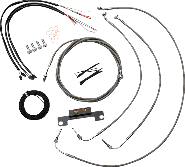 LA CHOPPERS 0662-1105 Complete Stainless Braided Handlebar Cable/Brake Line Kit - Stock Bars - '21-'22 FLTR