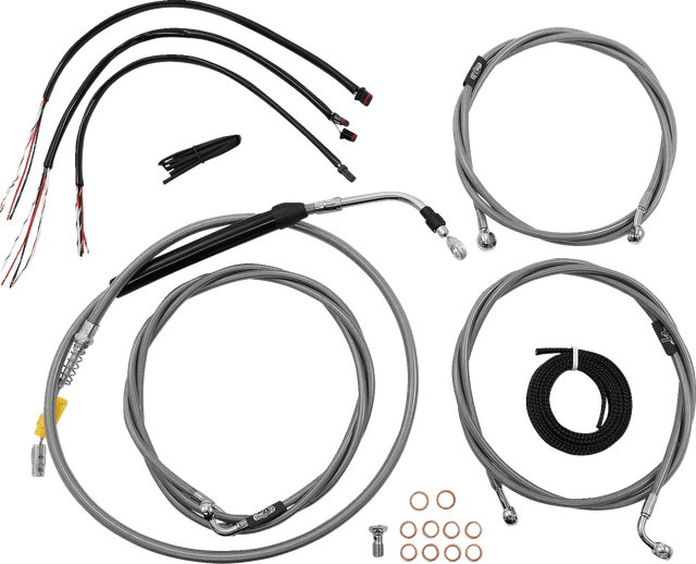 LA CHOPPERS 0662-1108 Complete Stainless Braided Handlebar Cable/Brake Line Kit - 12"-14" Handlebars - '21-'22 FLTR