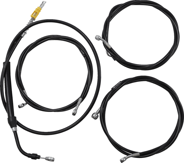 LA CHOPPERS 0662-1109 Complete Black Vinyl Braided Handlebar Cable/Brake Line Kit - 12"-14" Handlebars - '21-'22 Touring