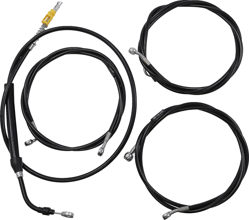 LA CHOPPERS 0662-1109 Complete Black Vinyl Braided Handlebar Cable/Brake Line Kit - 12"-14" Handlebars - '21-'22 Touring