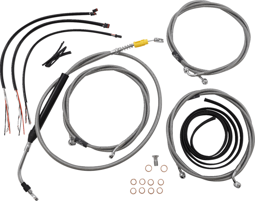 LA CHOPPERS 0662-1111 Complete Stainless Braided Handlebar Cable/Brake Line Kit - 15"-17" Handlebars - '21-'22 FLTR