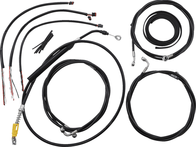 LA CHOPPERS 0662-1112 Complete Black Vinyl Braided Handlebar Cable/Brake Line Kit - 15"-17" Handlebars - '21-'22 Touring