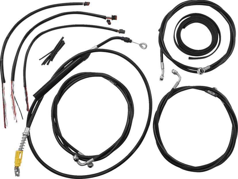 LA CHOPPERS 0662-1112 Complete Black Vinyl Braided Handlebar Cable/Brake Line Kit - 15"-17" Handlebars - '21-'22 Touring