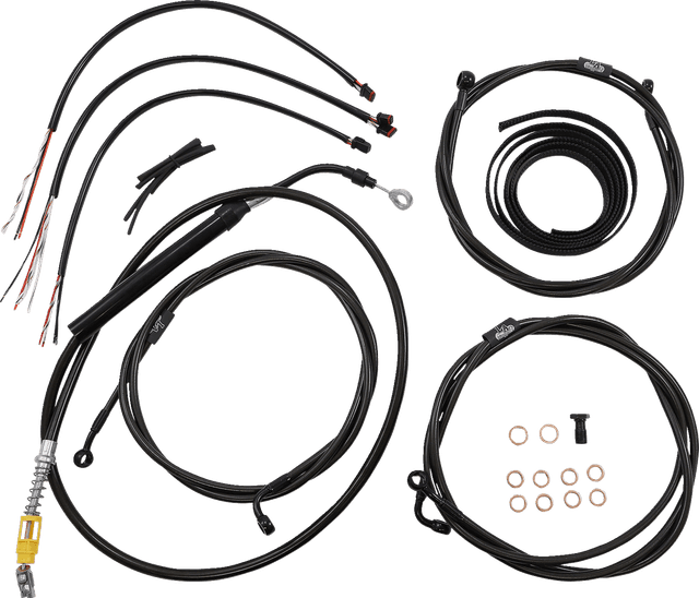 LA CHOPPERS 0662-1113 Complete Midnight Braided Cable Kit - 15"-17" Handlebars - ABS - '21-'22 Touring