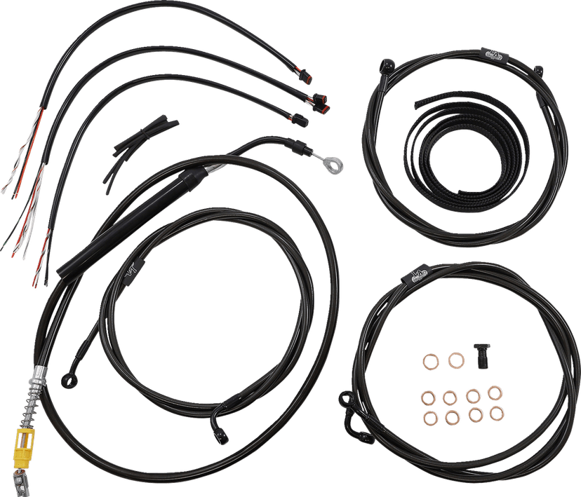 LA CHOPPERS 0662-1113 Complete Midnight Braided Cable Kit - 15"-17" Handlebars - ABS - '21-'22 Touring