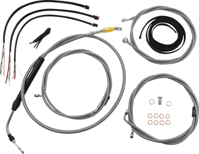 LA CHOPPERS 0662-1114 Complete Stainless Braided Handlebar Cable/Brake Line Kit - 18"-20" Handlebars - '21-'22 FLTR