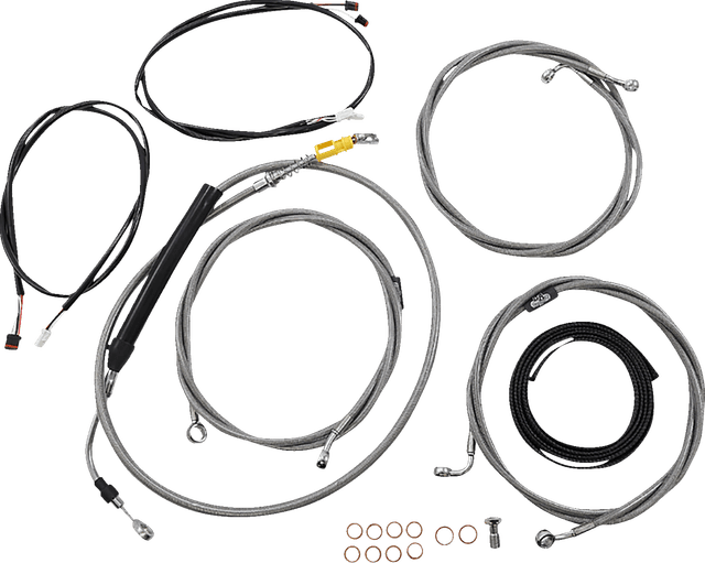 LA CHOPPERS 0662-1117 Complete Plug-and-Play Cable Kit - Stock Handlebars - '21-'22 FLTR - ABS - Stainless