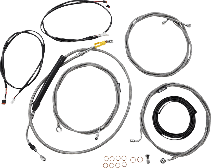 LA CHOPPERS 0662-1120 Complete Plug-and-Play Cable Kit - 12" - 14" Handlebars - '21-'22 FLTR - ABS - Stainless