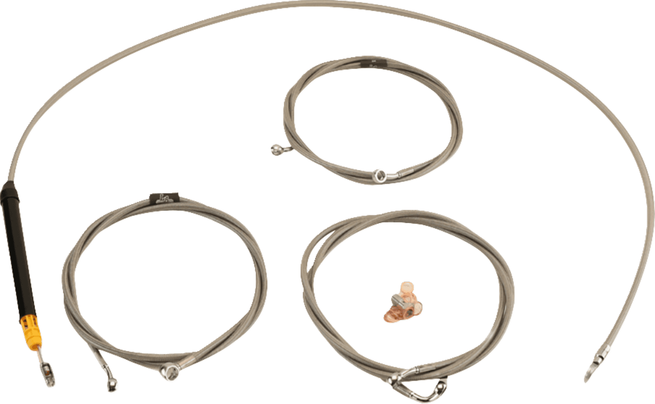 LA CHOPPERS 0662-1161 Standard Stainless Braided Handlebar Cable/Brake Line Kit - Stock Ape Hangers - '23-'25 Touring