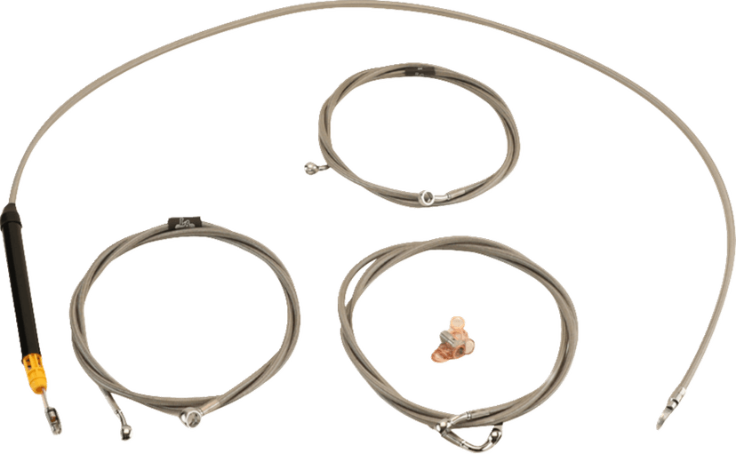 LA CHOPPERS 0662-1161 Standard Stainless Braided Handlebar Cable/Brake Line Kit - Stock Ape Hangers - '23-'25 Touring