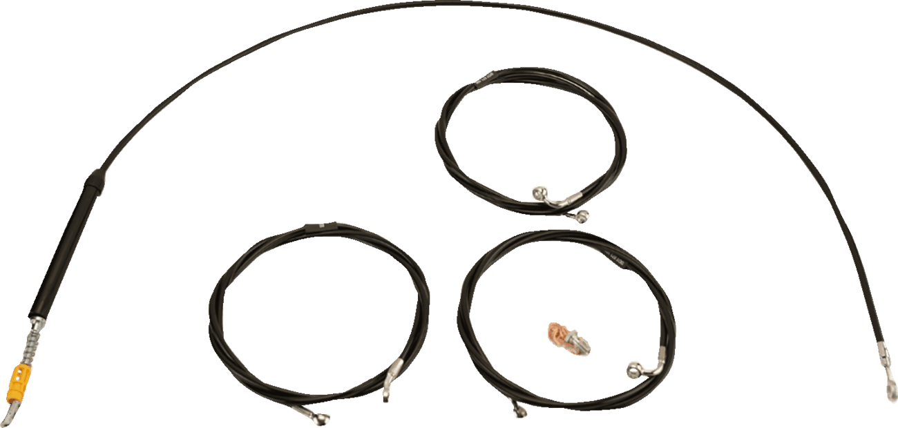 LA CHOPPERS 0662-1166 Standard Black Vinyl Handlebar Cable/Brake Line Kit - 12"-14" Ape Hangers - '23-'25 Touring